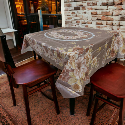kashtu Printed 4 Seater Table Cover(Brown, Polyester)