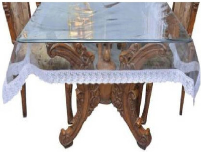 dakshrup Solid 4 Seater Table Cover(Transparent, PVC)