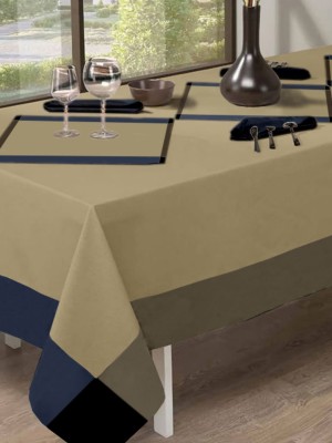Lushomes Self Design 6 Seater Table Cover(Beige, Cotton)