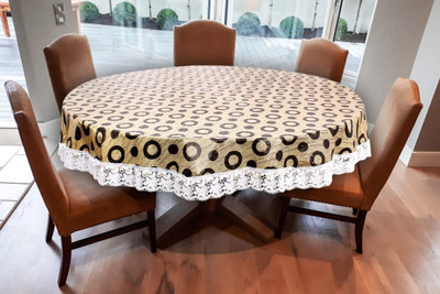 RMDecor PVC, Polyester 4 Seater Printed, Floral Table Cover(Yellow)