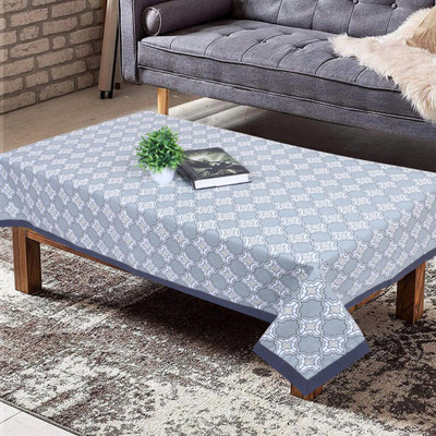 Texstylers Cotton 4 Seater Floral Table Cover(Grey)