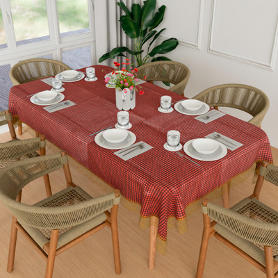 KUBER INDUSTRIES Self Design 6 Seater Table Cover(Maroon, PVC)