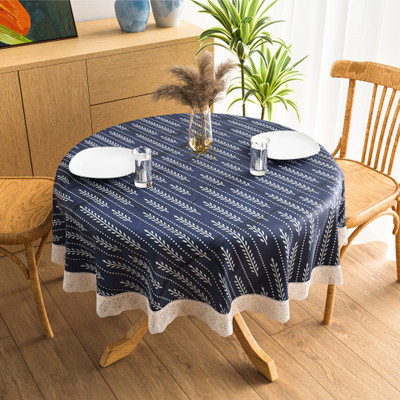 KUBER INDUSTRIES PVC 4 Seater Self Design Table Cover(White, Blue)