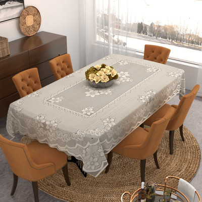 WiseHome Solid 6 Seater Table Cover(Cream, Polyester)