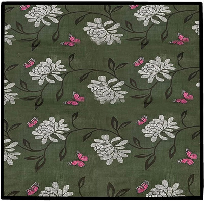 RabaabTrading PVC 2 Seater Floral Table Cover(Green White)