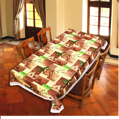 CASA FURNISHING PVC 6 Seater Printed Table Cover(Green, Yellow)