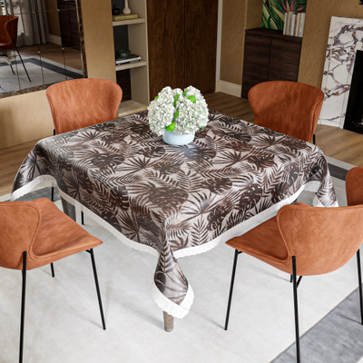 KUBER INDUSTRIES PVC 4 Seater Self Design Table Cover(Brown)