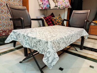RajoDyana Cotton 6 Seater Printed Table Cover(Grey)