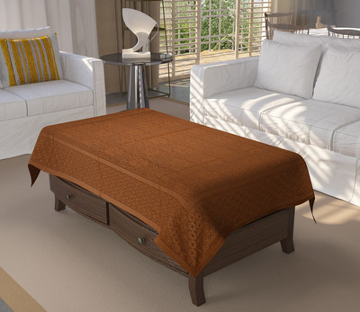 MANGERAM Self Design 4 Seater Table Cover(Brown, Cotton)