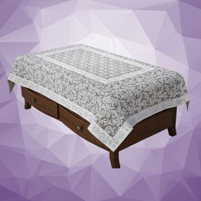 Shri Ganesh Handloom Checkered 4 Seater Table Cover(Silver, Cotton)