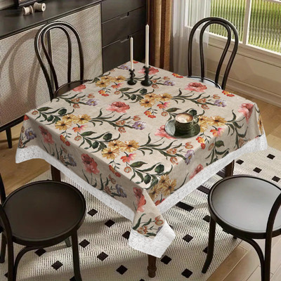 Dakshya Industries Printed 4 Seater Table Cover(Gold, PVC)