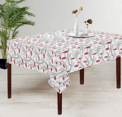 OASIS Printed 4 Seater Table Cover(Grey, Cotton)