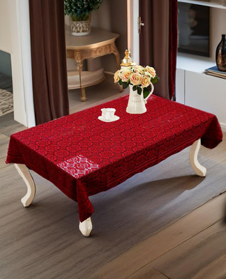 Tagve Self Design, Crocheted 4 Seater Table Cover(Red, Cotton)