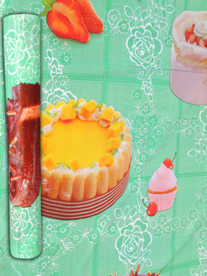 Ganesh Das PVC 6 Seater Graphic Table Cover(Green with Cake & Dessert Print)
