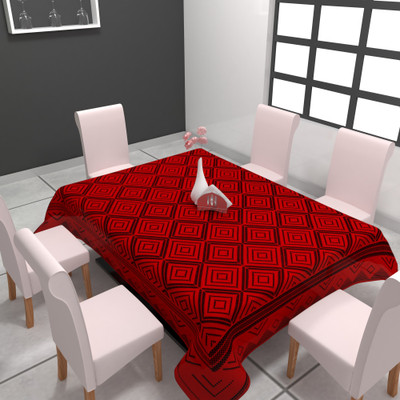 CASA FURNISHING Printed 6 Seater Table Cover(Maroon, Polyester)
