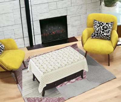 MANGERAM Checkered 2 Seater Table Cover(Beige, Cotton)