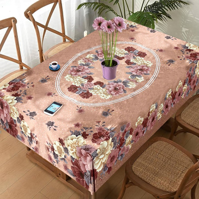 Crosmo Printed 4 Seater Table Cover(Peach, PVC)