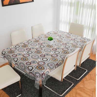 KUBER INDUSTRIES Geometric 6 Seater Table Cover(White, PVC)