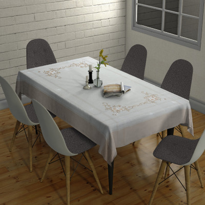 Sunrise Solid 4 Seater Table Cover(Beige, Polyester)