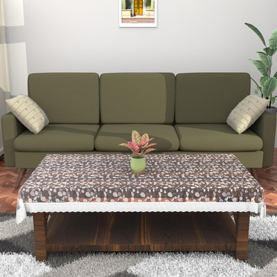 KUBER INDUSTRIES PVC 4 Seater Self Design Table Cover(White)