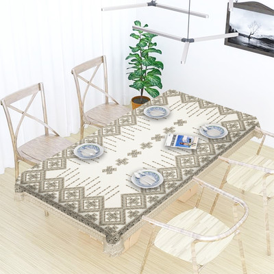 MONKDECOR Printed 8 Seater Table Cover(White, Cotton)