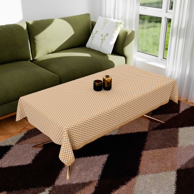 KUBER INDUSTRIES Striped 4 Seater Table Cover(Golden, Vinyl)