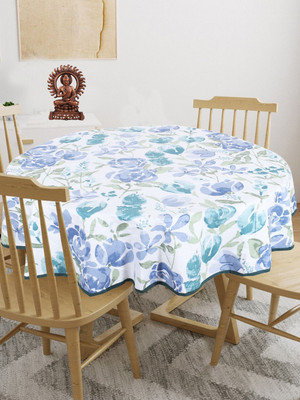 Texstylers Cotton 6 Seater Printed Table Cover(Teal & Green)