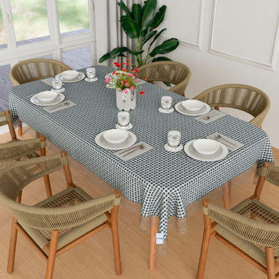 HOMESTIC Self Design 6 Seater Table Cover(Grey, PVC)