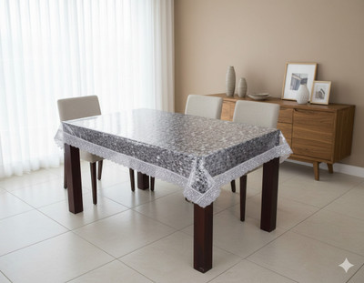 Faizandecor PVC 4 Seater Solid Table Cover(Silver)