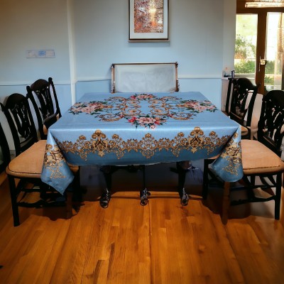 Mopak Decor Printed 4 Seater Table Cover(Blue, Polyester)