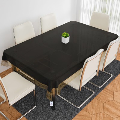 Heart Home Self Design 6 Seater Table Cover(Black, PVC)