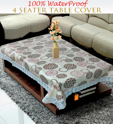 RELOOK INDUSTRIES Printed 4 Seater Table Cover(Beige, Brown, Plastic)