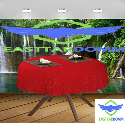 EASTTARDOMM Floral 4 Seater Table Cover(Maroon, Cotton)