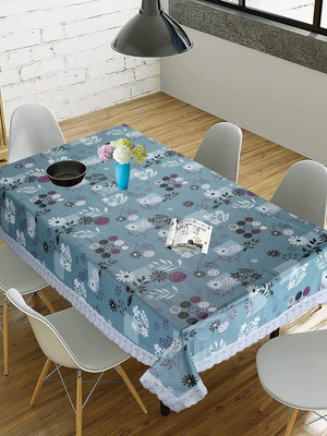 ZITIN PVC 6 Seater Floral, Printed Table Cover(Blue)