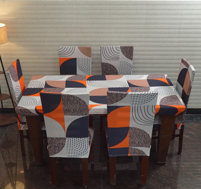 Eleganta Polyester, Spandex 6 Seater Printed Table Cover(Multicolor 2)