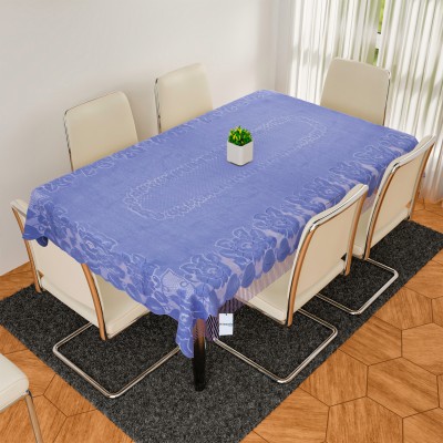 HOMESTIC Self Design 6 Seater Table Cover(Blue, Cotton)