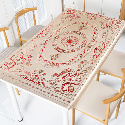 Aiina PVC 4 Seater Embroidered Table Cover(gold1)