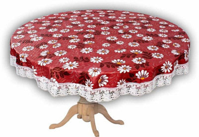 WIN WORLD PVC 8 Seater Floral Table Cover(Red)