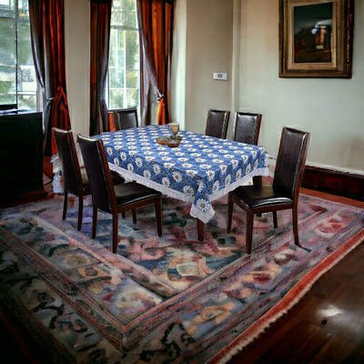 Mopak Decor Printed 4 Seater Table Cover(Blue, Polyester)
