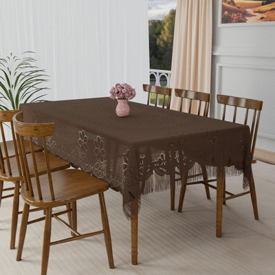 KUBER INDUSTRIES Self Design 6 Seater Table Cover(Coffee, Cotton)
