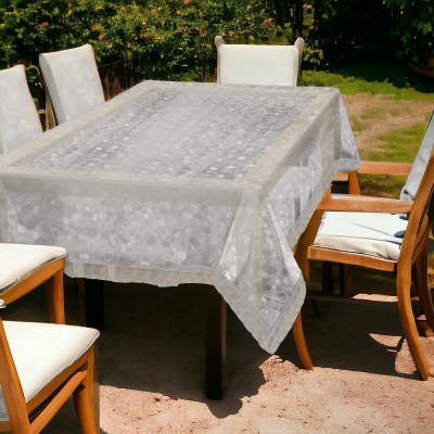 Mopak Decor Printed 6 Seater Table Cover(White, Polyester)