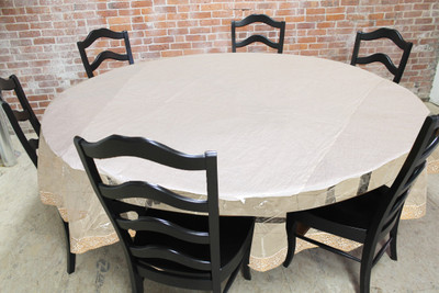 KUBER INDUSTRIES Self Design 6 Seater Table Cover(Gold, PVC (Polyvinyl Chloride))