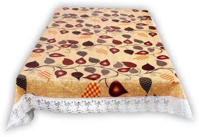 BHARAT RETAIL INC PVC 4 Seater Printed Table Cover(Beige)