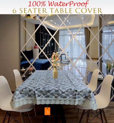 RELOOK INDUSTRIES Printed 6 Seater Table Cover(Grey, Plastic)