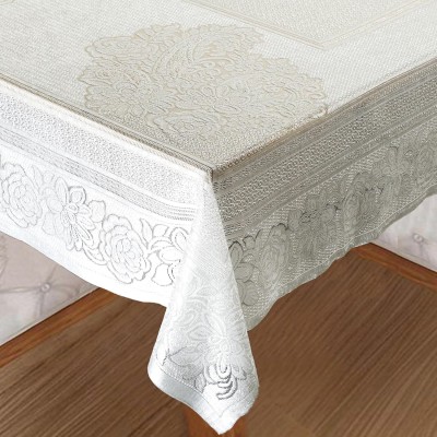 homerz Floral 6 Seater Table Cover(off white, Cotton)