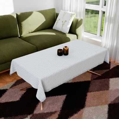 KUBER INDUSTRIES Striped 4 Seater Table Cover(Silver, Vinyl)