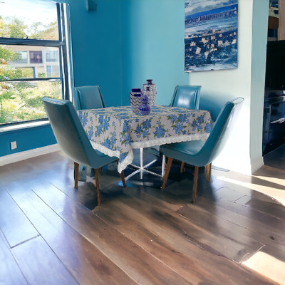 kashtu Embroidered 6 Seater Table Cover(Blue, Polyester)