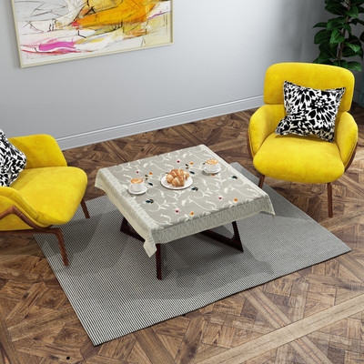 WiseHome Cotton 2 Seater Floral Table Cover(Cream)