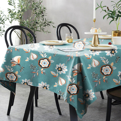 Casableu Floral 6 Seater Table Cover(Teal, Polyester)