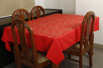 Dekor World Cotton 4 Seater Printed Table Cover(Red)